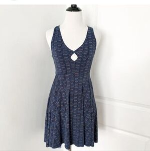 Urban Outfitters Silence + Noise Navy Patterned Dress With Cut Outs Size L